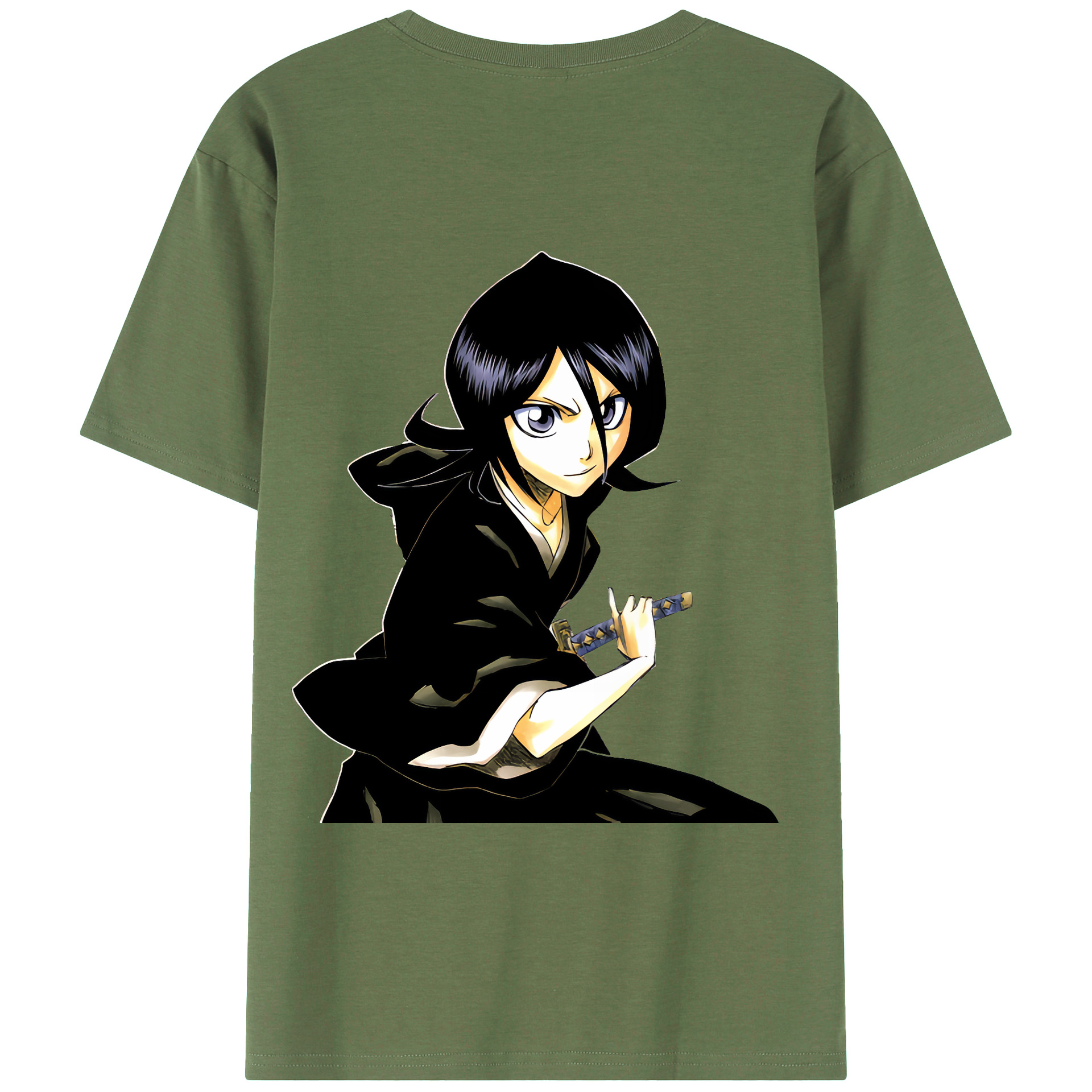 （画像用） ブリーチ 朽木ルキア BLEACH Kuchiki Rukia 綿100％ メンズ半袖Tシャツ（バックプリント） 通気性